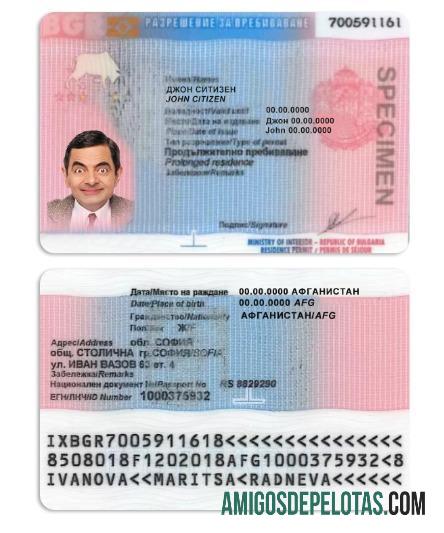 Autorização de residência na Bulgária modelo